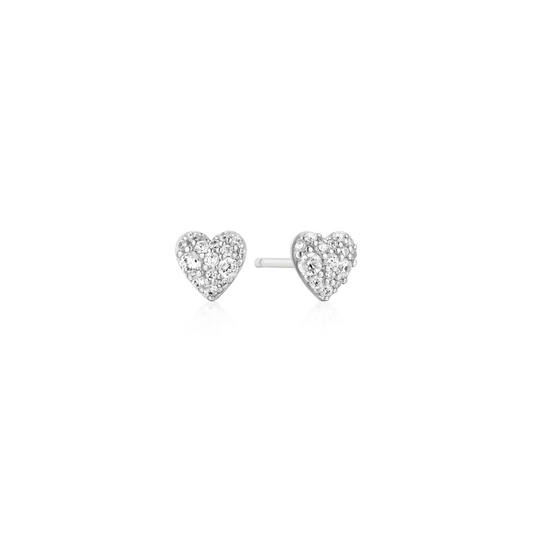 Ania Haie Starlit Drops oorbellen - Silver Pave Heart Stud Zilver E074-01H
