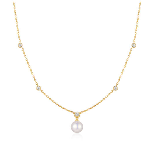 Ania Haie Luna Gaze ketting met hanger - Goldplated Station met Shell Pearl Verguld N075-09G