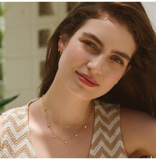 Ania Haie Starlit Drops ketting met hanger - Goldplated Molten Bezel Droplet Station Verguld N074-07G