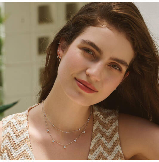 Ania Haie Starlit Drops ketting - Silver Classic Bezel Station Zilver N074-02H