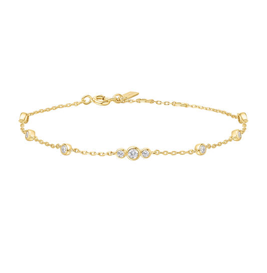 Ania Haie Miss Dainty armband - Goldplated Bezel Cubic CZ Station Verguld B065-03G