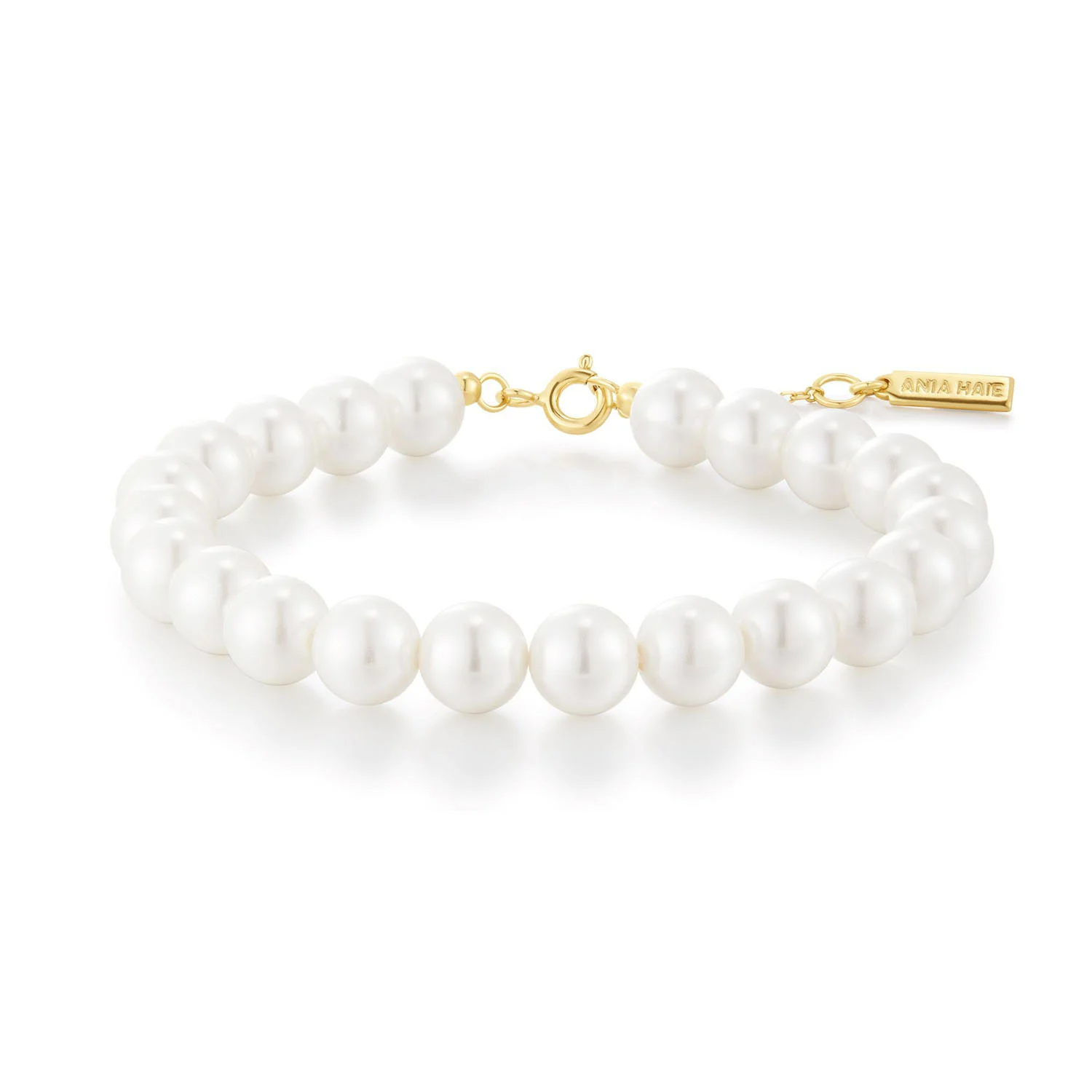 Ania Haie Luna Gaze armband - Goldplated Classic Shell Pearl Beaded Verguld B075-04G