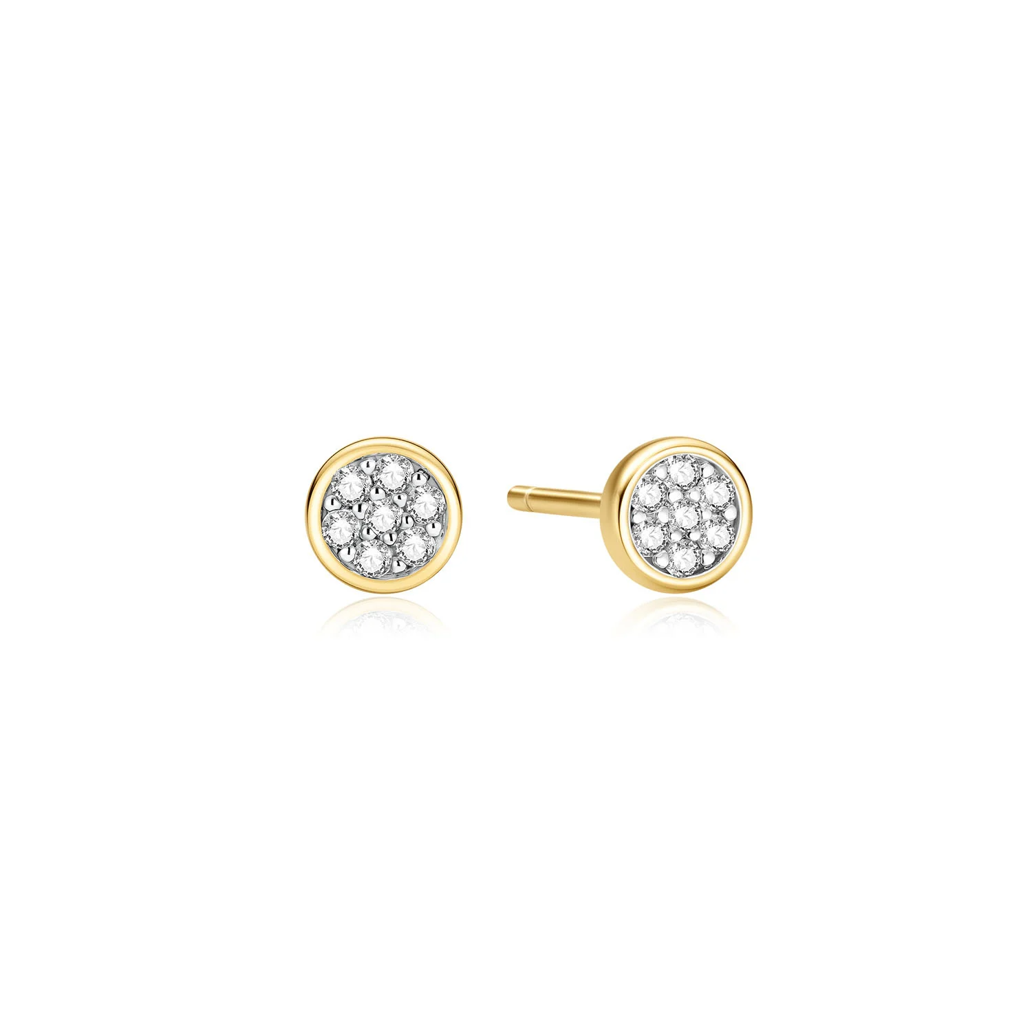 Ania Haie Luna Gaze oorbellen - Goldplated small pave Disc stud Verguld E075-02G