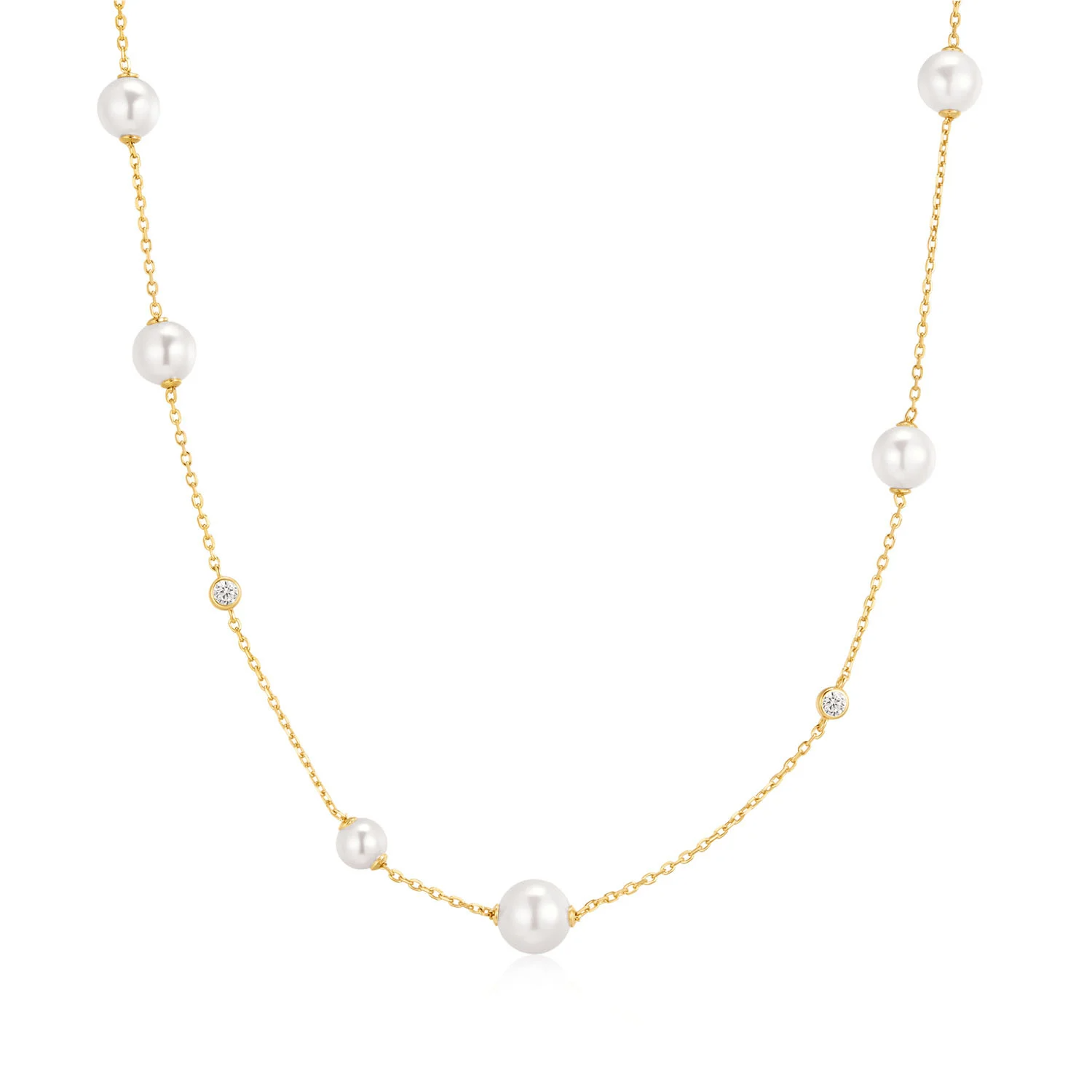 Ania Haie Luna Gaze ketting met hanger - Goldplated Asymmetric Shell Pearl Station Verguld N075-05G