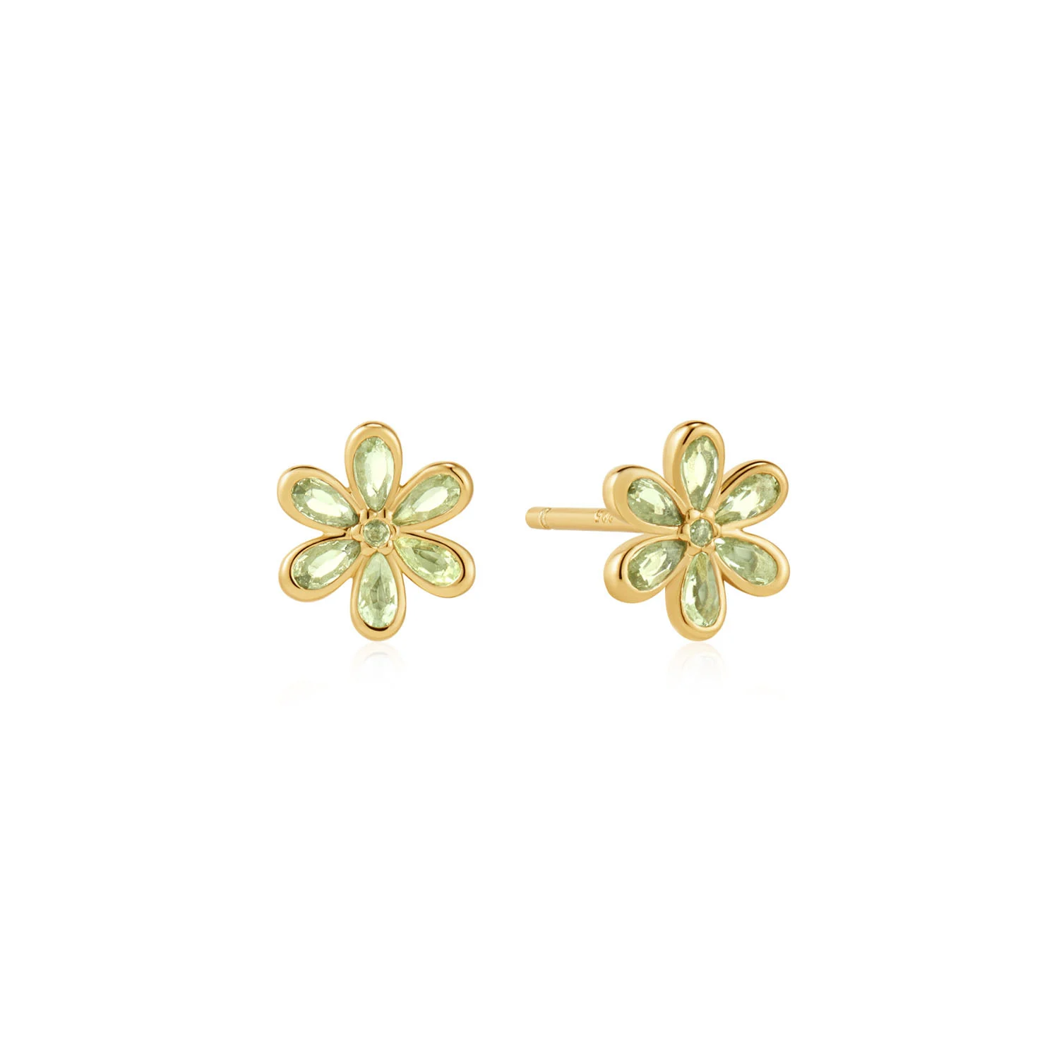Ania Haie Ripple Joy oorbellen - Goldplated Mint green floral stud Verguld E073-06G