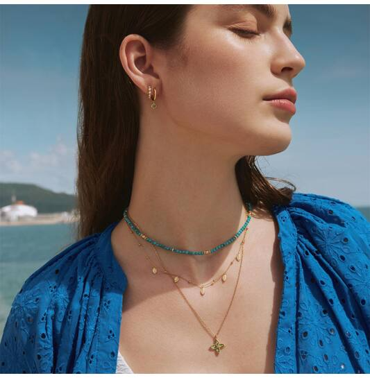 Ania Haie Ripple Joy ketting met hanger - Goldplated Mint green Clover Verguld N073-03G