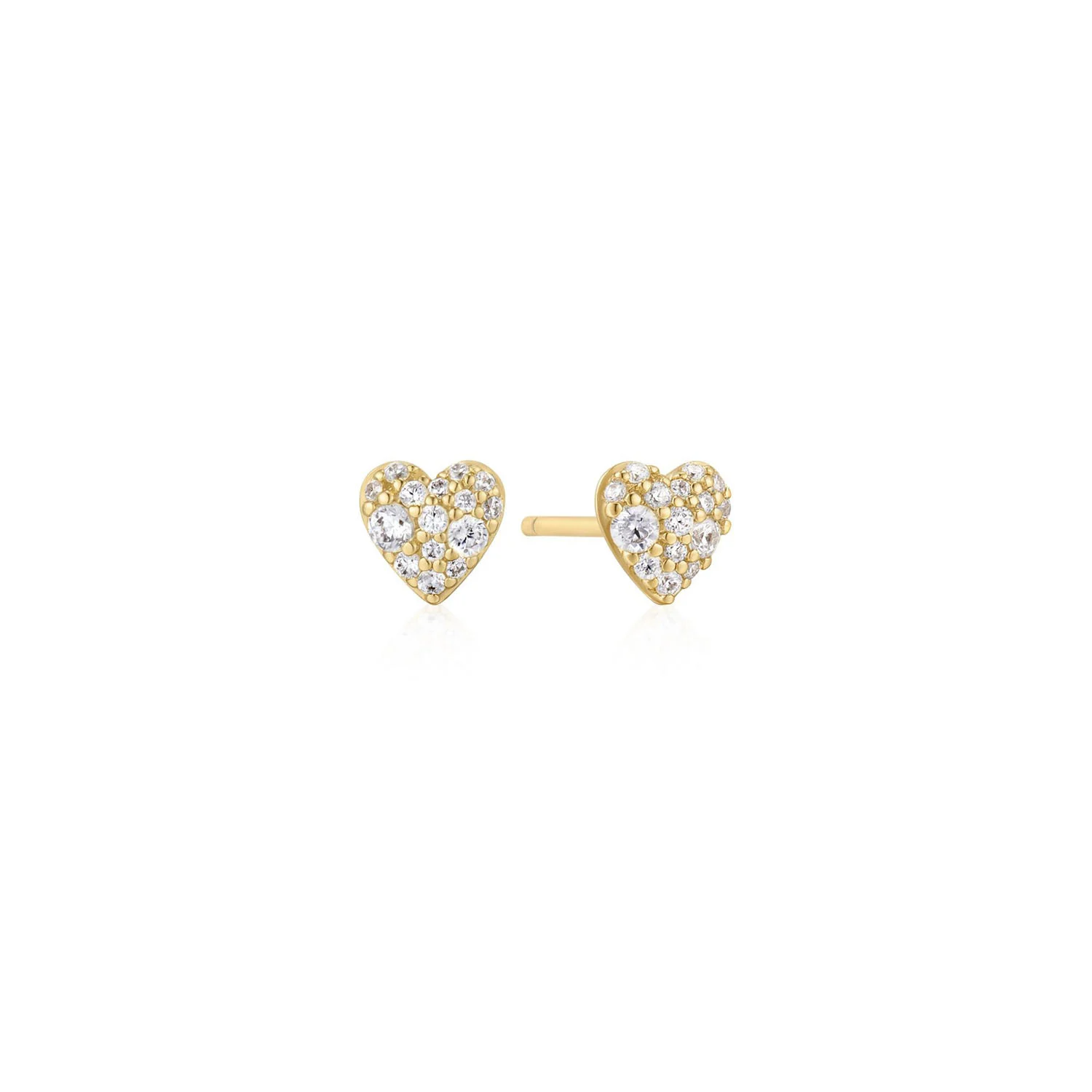 Ania Haie Starlit Drops oorbellen - Goldplated Pave heart Station Verguld E074-01G