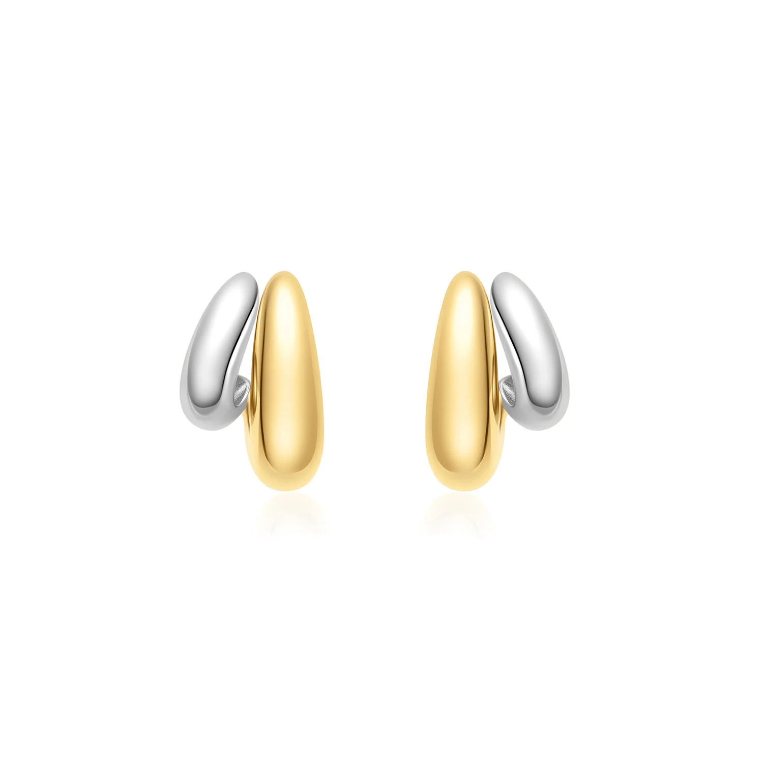 Ania Haie Tide Echo oorbellen - Two Tone Dome Stud Verguld E072-07T