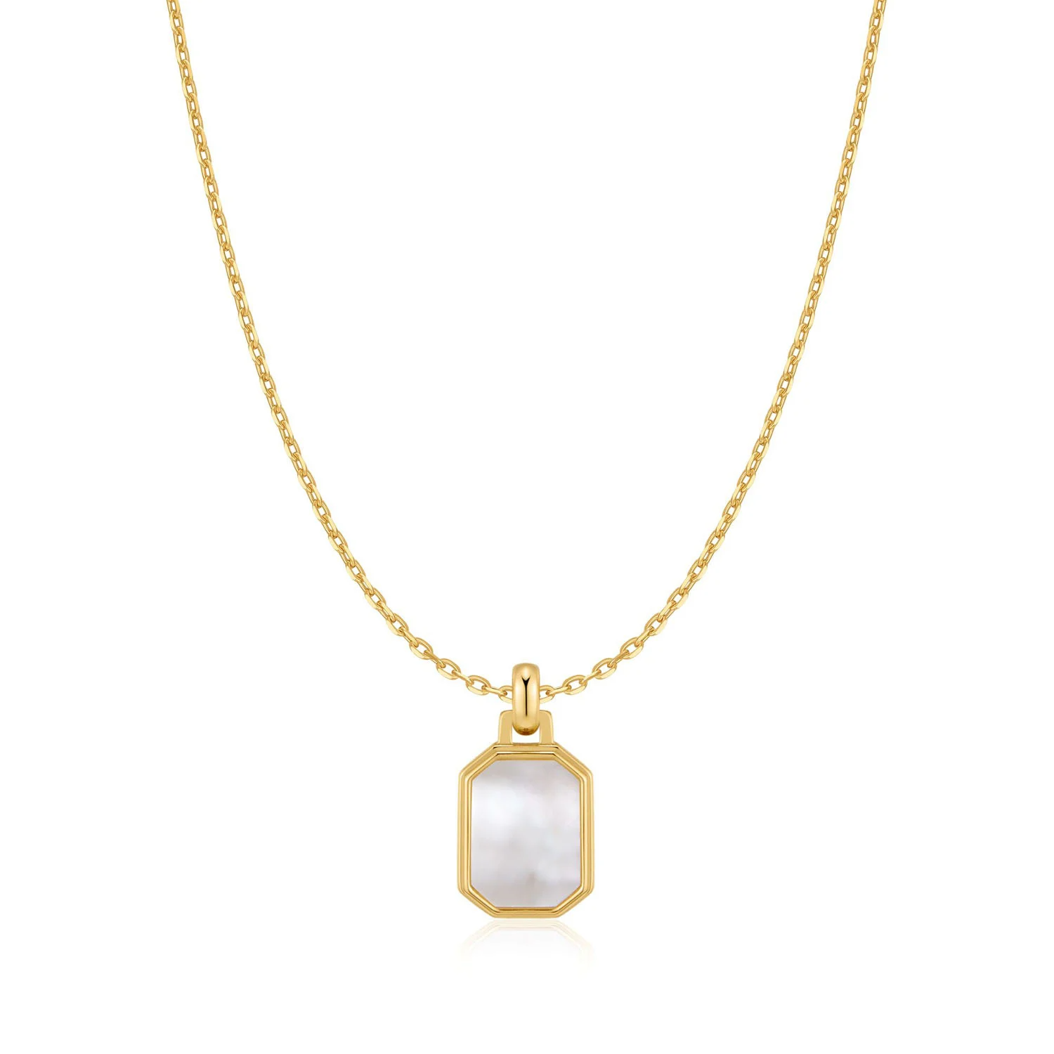 Ania Haie Tide Echo ketting met hanger - Goldplated Square MOP Verguld N072-02G