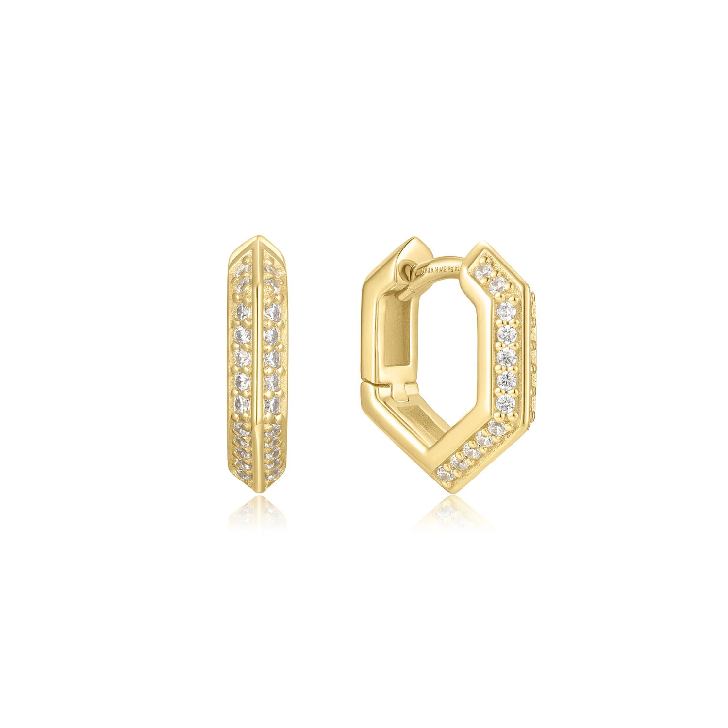 Ania Haie Trailblazer oorbellen - Goldplated Sparkling Shield Hoop CZ Verguld E067-06G