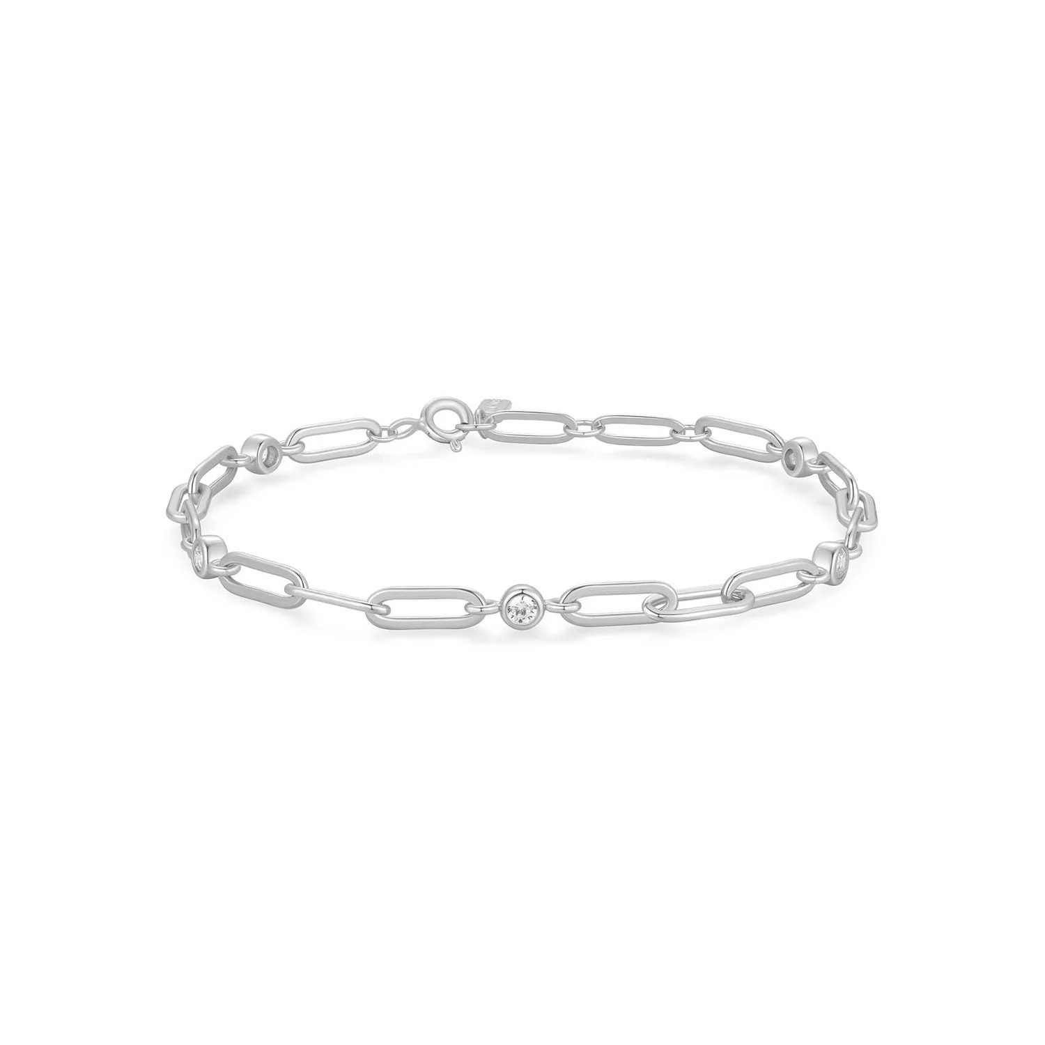 Ania Haie Reimager armband - Silver Paperclip Chain CZ Zilver B069-01H