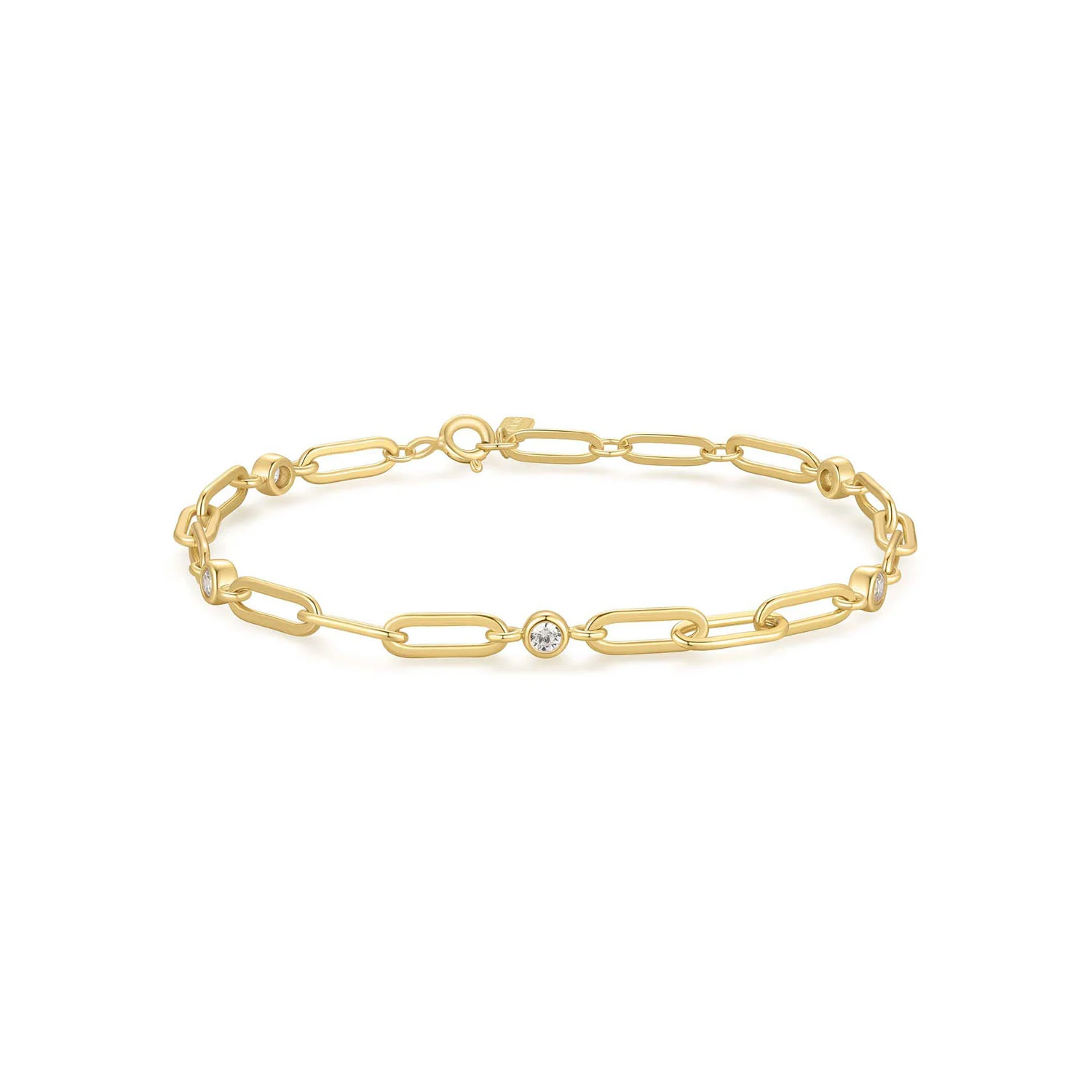 Ania Haie Reimager armband - Goldplated Paperclip Chain CZ Verguld B069-01G
