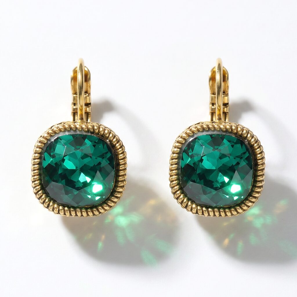 Camps & Camps Goudkleurige oorbellen - Emerald Groen 1D027 EM