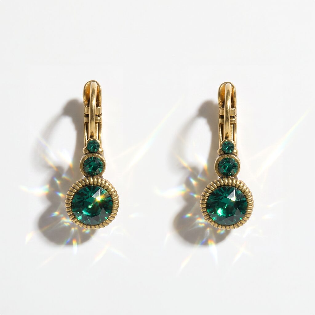 Camps & Camps Goudkleurige oorbellen - Emerald Groen 1D023 EM