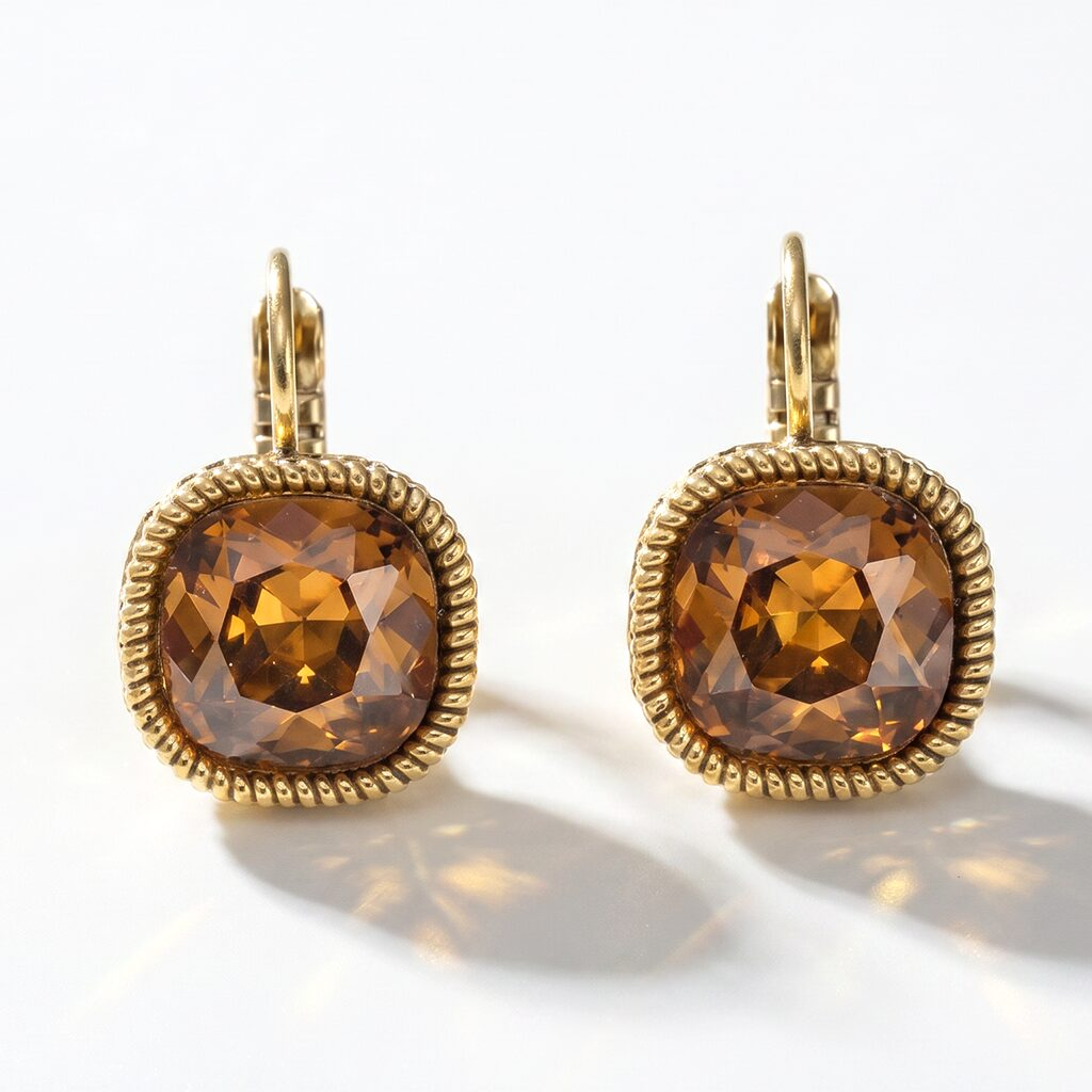 Camps & Camps Goudkleurige oorbellen - Cognac Bruin 1D027 ST