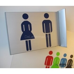 Toiletbordje Dames Heren haaks op de muur klein Toiletgroep