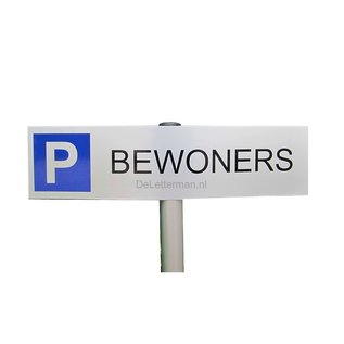 Parkeerbord Bewoners op paal