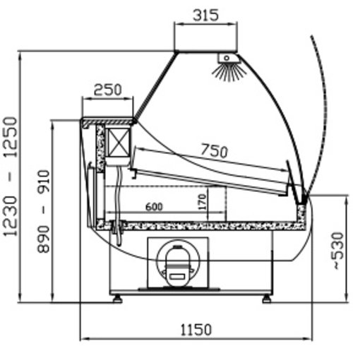 XXLselect Lada chłodnicza, szyba gięta, z agregatem XXLselect Lada chłodnicza, szyba gięta, z agregatem