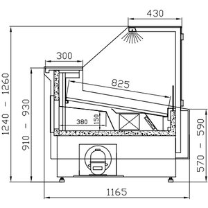 XXLselect Refrigerated counter, straight glass, with aggregate, forced circulation