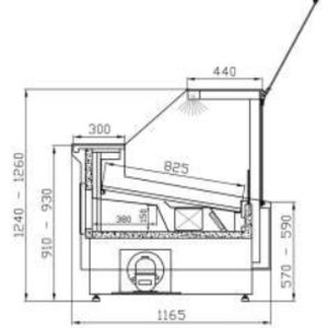 XXLselect Refrigerated counter with the front glass lifted by the servo-motors, straight glass, with aggregate, forced circulation XXLselect Refrigerated counter with the front glass lifted by the servo-motors, straight glass, with aggregate, forced circulation