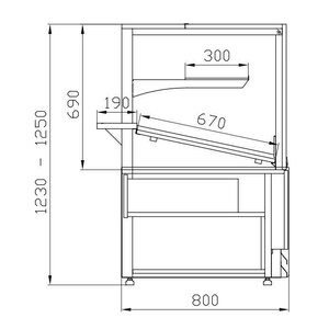 XXLselect Cake Showcase Rectangular, from 5°C to 15°C, Stationary wih Simple Glass, without Aggregate, White XXLselect Cake Showcase Rectangular, from 5°C to 15°C, Stationary wih Simple Glass, without Aggregate, White