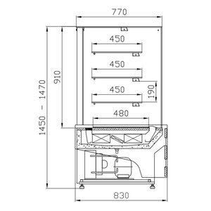 XXLselect Cake Showcase Rectangular, 320 L, from 5°C to 15°C, Stationary with Aggregate, Silver XXLselect Cake Showcase Rectangular, 320 L, from 5°C to 15°C, Stationary with Aggregate, Silver