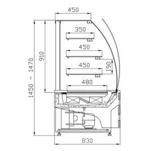 XXLselect Cake Showcase Rectangular, from 5°C to 15°C, Stationary with Bent Glass XXLselect Cake Showcase Rectangular, from 5°C to 15°C, Stationary with Bent Glass