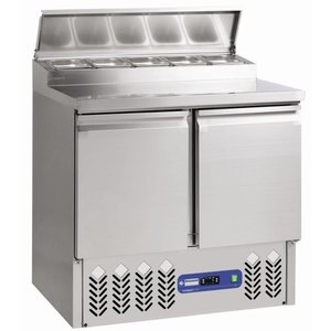 Diamond 2-doors Salad Prep Table 5x 1/6 GN with Top Unit, 240 L, 2 °C to 10 °C, Bottom-Mounted Compressor