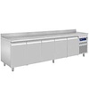 Diamond Five Door Refrigerated Table with Splashback 700 L, from -2 °C to 8 °C, Side-Mounted Compressor, Ventilated