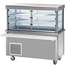 Diamond Refrigerated Display Rectangular, from 4°C to 10°C, Stationary, with Open Cupboard, Silver