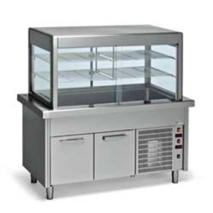 Diamond Refrigerated Display Rectangular, 6 x 1/1 GN, from 2°C to 12°C, Stationary, with Cupboard, Silver Diamond Refrigerated Display Rectangular, 6 x 1/1 GN, from 2°C to 12°C, Stationary, with Cupboard, Silver