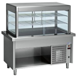 Diamond Refrigerated Display Rectangular, 4 x 1/1 GN, from 4°C to 12°C, Stationary, with Cupboard, Silver Diamond Refrigerated Display Rectangular, 4 x 1/1 GN, from 4°C to 12°C, Stationary, with Cupboard, Silver