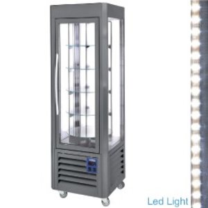 Diamond Panoramic Refrigerated Display Square, 360 L, from 2°C to 10°C, Stationary,5 Rotating Shelves Black Diamond Panoramic Refrigerated Display Square, 360 L, from 2°C to 10°C, Stationary,5 Rotating Shelves Black