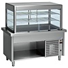 Diamond Refrigerated Display Rectangular, 4 x 1/1 GN, from 4°C to 12°C, Stationary, with Open Cupboard, Silver