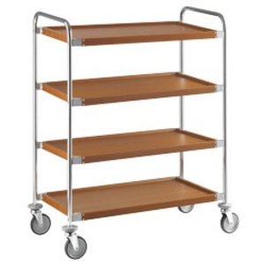 Diamond Chrome Steel 4 Tier Service Trolley with Walnut Shelf 590 x 1090 x 590 mm Diamond Chrome Steel 4 Tier Service Trolley with Walnut Shelf 590 x 1090 x 590 mm