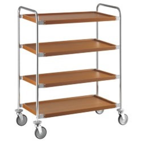Diamond Chrome Steel 4 Tier Service Trolley with Walnut Shelf 520 x 1090 x 520 mm Diamond Chrome Steel 4 Tier Service Trolley with Walnut Shelf 520 x 1090 x 520 mm