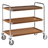 Diamond Chrome Steel 3 Tier Service Trolley with Walnut Shelf 520 x 1090 x 520 mm