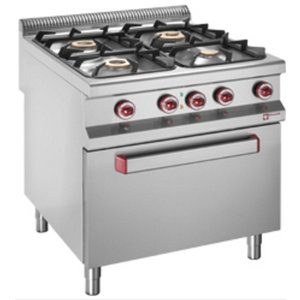 Diamond Gas Cooker with 4 Burners and Electric Oven GN 2/1, 42 kW