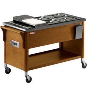 Diamond Wooden trolley, bain marie tray 3x GN 1/1 Diamond Wooden trolley, bain marie tray 3x GN 1/1