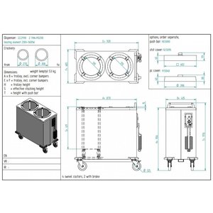 Diamond Plate heating trolley 2 piles Ø 260-310 mm