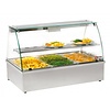 Diamond Countertop Heating Display 3 x 1/1 GN, 2-Level, 3,50 kW, from 0 to 90 °C, with Bent Glass, Silver, Panoramic