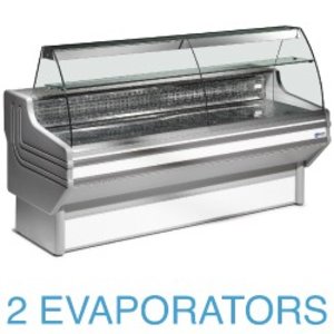 Diamond Refrigerated display counter, curved glass with storage space Diamond Refrigerated display counter, curved glass with storage space