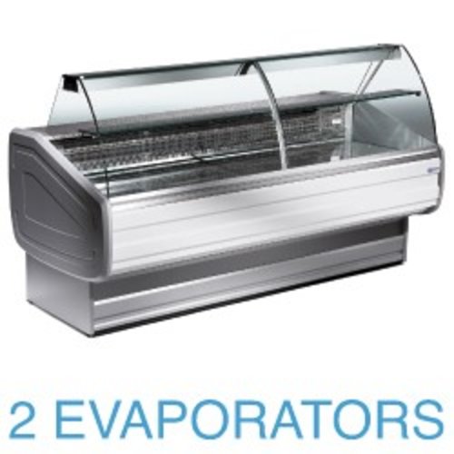 Diamond Refrigerated display counter, curved glass with storage space Diamond Refrigerated display counter, curved glass with storage space