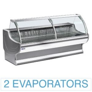 Diamond Refrigerated display counter, curved glass, with storage space Diamond Refrigerated display counter, curved glass, with storage space
