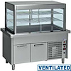 Diamond Refrigerated Display Rectangular, 6 x 1/1 GN, from 2°C to 12°C, Stationary, with Cupboard, Silver