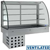 Diamond Refrigerated Display Rectangular, 4 x 1/1 GN, from -1 ° C to 5 ° C, with Bent Glass, Built-in, with an Aggregate, Ventilated, Silver