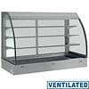 Diamond Refrigerated Display Rectangular, 2 x 1/1 GN, from -1°C to 7°C with Bent Glass, without Aggregate, Built-in, Ventilated with Curtain, Silver