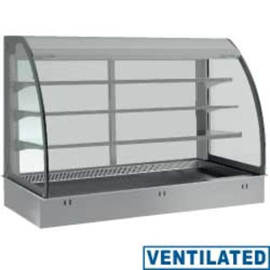 Diamond Refrigerated Display Rectangular, 5 x 1/1 GN, from -1°C to 7°C with Bent Glass, without Aggregate, Built-in, Ventilated with Curtain, Silver