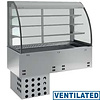 Diamond Refrigerated Display Rectangular, 4 x 1/1 GN, from -1 ° C to 7 ° C, with Bent Glass, Built-in, with an Aggregate, Ventilated with Curtain, Silver