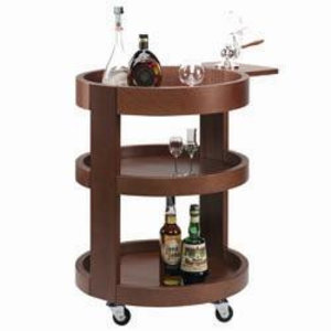 Diamond Round trolley for bottles, 3 levels wood "walnut"
